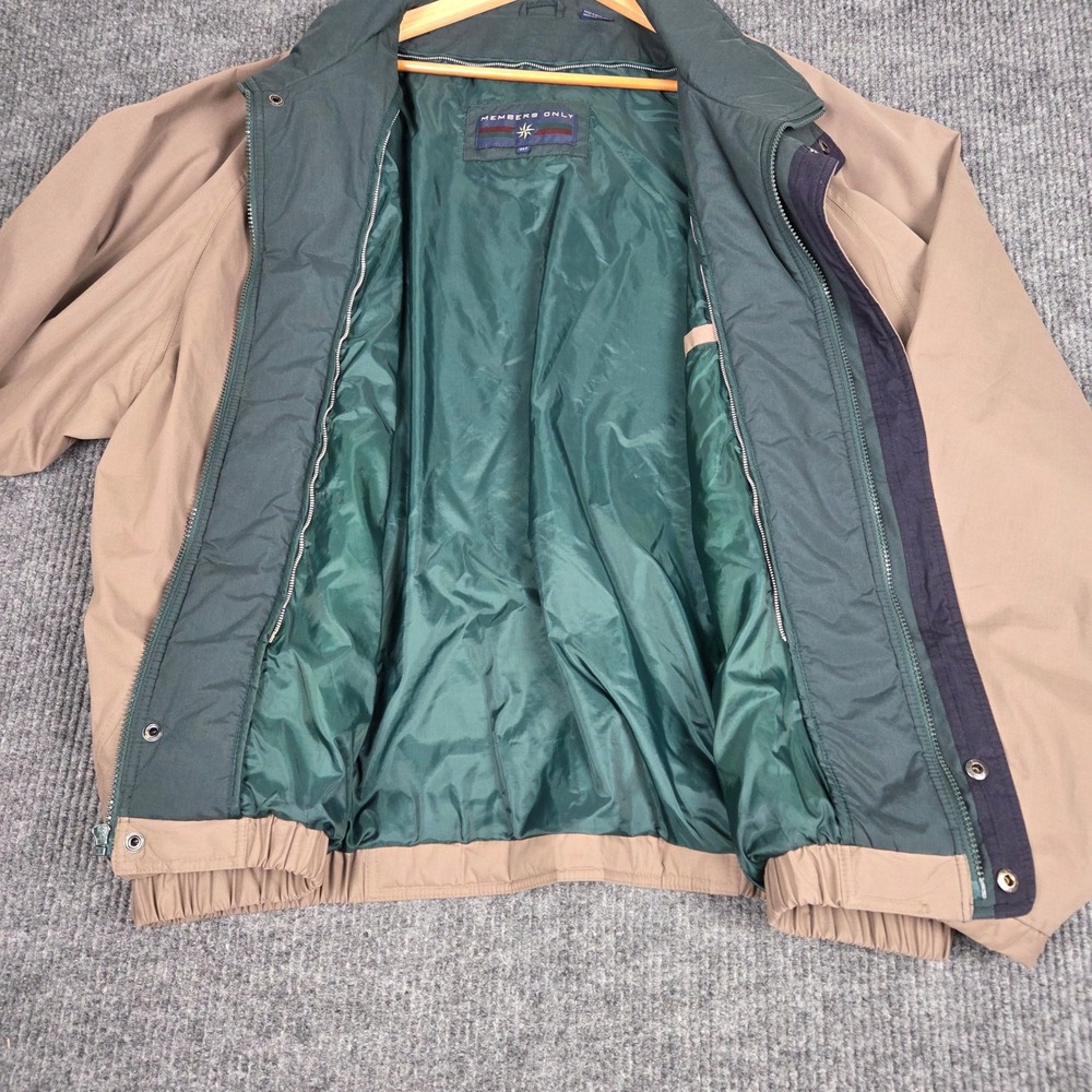 Vintage Members Only Men's 3XT Tan Full Zip Bomber Jacket Zip‎ Out Liner
